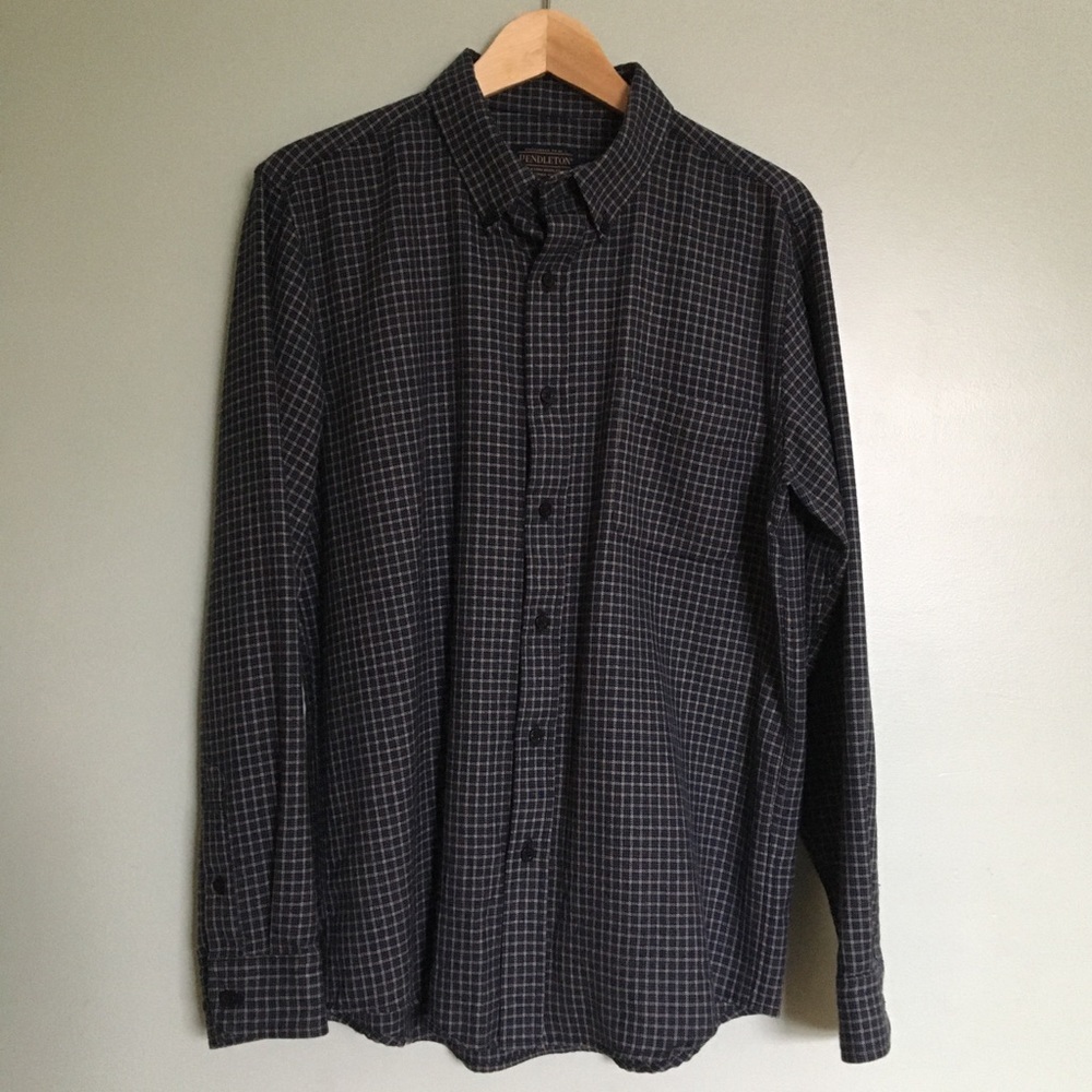 PENDLETON Wool Blue Plaid Flannel Button Up Shirt